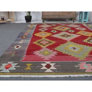 Alfombra Turca de 5.7x8.1 pies, Alfombra Grande Vintage, Alfombra de Lana con Puntos Rojos - Product Image 5