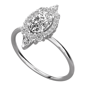 Alliance de mariage avec halo de diamants ovales, ronds et en forme de poire - Product Image 1