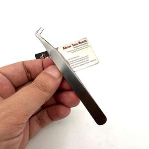 Pince à épiler fine à 90 degrés, manche uni, finition brossée mate, manche confortable et durable, pince à épiler pour cils, service OEM - Product Image 6