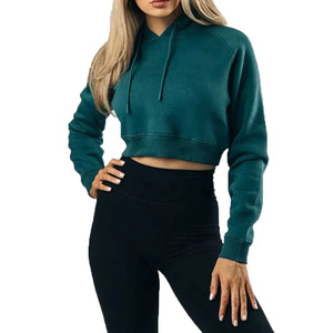 Hoodies à manches longues personnalisés pour femmes, style unique, vêtements de sport, hoodie court pour femmes, manches découpées - Product Image 1