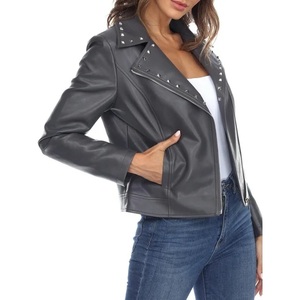 Traje de calle manga larga Otoño Invierno chaqueta Faux cuero genuino prendas de vestir exteriores señora Casual solapa PU chaqueta de cuero abrigo - Product Image 2