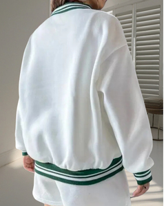 OEM ชุดวอร์มเสื้อโปโล2ชิ้นและสั้นคอวีติดกระดุมเสื้อวอร์มทอ - Product Image 2