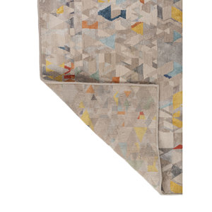 Alfombra Kavi Gris Negra de Lana y Seda de Bambú Anudada a Mano, 10 mm de Grosor, Rectangular, con Patrón Abstracto para el Hogar, Pasillo, para Adolescentes -Esk-461(Fr) - Product Image 5