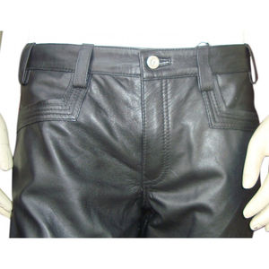 กางเกงผ้าควิลท์สำหรับผู้ชายกางเกงหนังวัวแท้ทรงตรงเอวกลางสไตล์สตรีทปรับแต่งได้ - Product Image 5