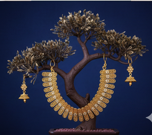 ชุดสร้อยคอแบบโชคเกอร์สไตล์โพลกีสุดหรู ประดับด้วยทองขัดเงาอย่างดี ออกแบบมาเพื่อความงามแบบคลาสสิกสำหรับเจ้าสาว พร้อมดีไซน์ระดับพรีเมียม - Product Image 1