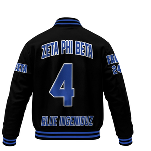 Zeta Phi Beta 1920 Sororité ZPB Bleu Blanc Varsity Letterman Veste Vie Grecque Chenille Patch Fondateurs Day Gear - Product Image 3