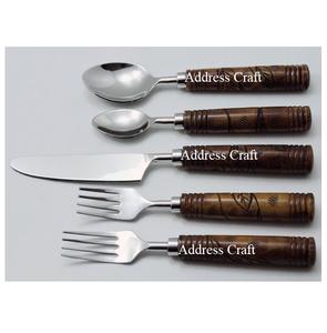 Juego de cubiertos de acero inoxidable de alta calidad, juego de cubertería con mango de madera, cuchara, tenedor, juego de cubiertos, utensilios - Product Image 2