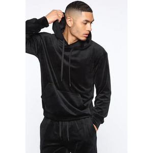 New Velvet Thickened Sweatshirt for Men Casual Solid Long Sleeve Loose Tops Autumn Winter Hooded Pullover <b>Velour</b> Fabric - Product Image 3