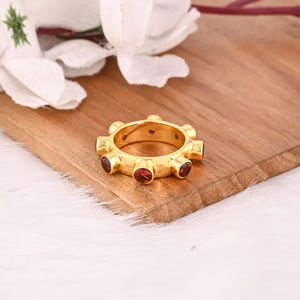 Anillo de Eternidad de Plata 925, Chapado en Oro, con Granate Natural de Mozambique, Engaste de Bisel de 4 mm, Anillo de Piedra Natal, Anillo de Bodas al por Mayor - Product Image 2