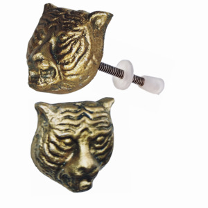 Tigre Animal latón antiguo perillas de hierro fundido cajón de cerámica tirador de armario para cocina dormitorio armario tocador-Industrial - Product Image 2