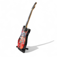 Vente en gros de sculpture de guitare miniature en bois moderne, couleur et logo personnalisables, décoration d'intérieur, ornement musical pour le salon