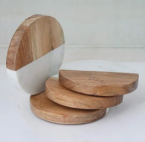 Bois marbre caboteur forme ronde noël pendaison de crémaillère bureau à domicile marbre acacia bois boissons caboteur - Product Image 1