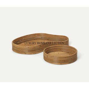 Handmade Premium Quality Rattan Serving Tray Vintage <b>Aesthetics</b> for Beautiful Home Decor Rustic Table Settings - Product Image 1