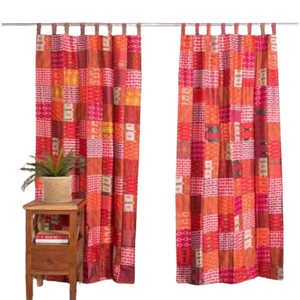 Indian Handmade Boho Hippie Silk Sari Vintage <b>Curtain</b> With Square Shape Decorative <b>Curtains</b> <b>for</b> Home and <b>Bedroom</b> Best Material - Product Image 1