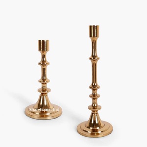 Portavelas cónico de Metal de estilo europeo para bodas y Navidad, decoración de iluminación de mesa, cono de vela de Color dorado - Product Image 1