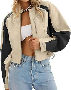 Veste en similicuir souple pour femme, style streetwear tendance, de haute qualité, respirante, coupe confortable, logo frontal, hiver, couleur unie - Product Image 6