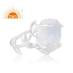 La última venta de anillo de piedras preciosas de Plata de Ley 925 Natural Rainbow Moon Stone fabricante de joyería personalizada - Product Image 4