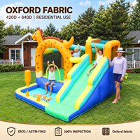 Château gonflable pour enfants en tissu Oxford haute densité, motif animalier, avec piquets de fixation au sol inclus, idéal pour les vacances d'été