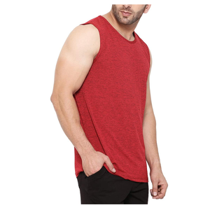 Camiseta sin mangas con tirantes de rendimiento de nailon para hombre, ropa de Fitness de alta demanda, camiseta sin mangas estampada para hombre de tela mezclada - Product Image 3