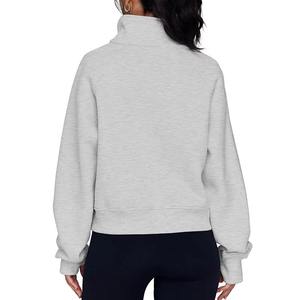 Top qualité personnalisé femmes 1/4 sweats zippés décontracté classique sweats coton tricoté solide motif sweats pour femmes - Product Image 3