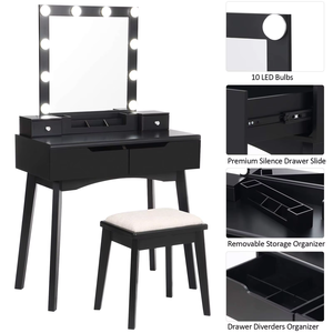 Bàn trang điểm penteadeira với 10 Bóng Đèn LED Dimmable gương và phân 4 ngăn kéo và 1 lưu trữ di động Tổ chức - Product Image 5