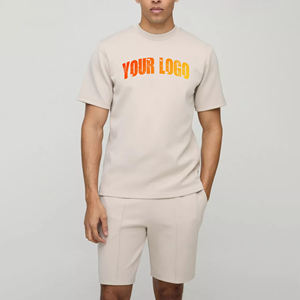 Nouveau arrivé 2025 t-shirt surdimensionné et ensemble court pour hommes 2 pièces Jogging costume couleur unie streatwear hip hop survêtement pour hommes - Product Image 1