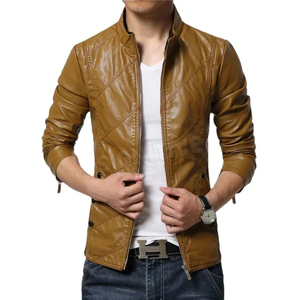 Nouveau haut en cuir véritable en peau de mouton à la mode veste Slim à boutons demandée moto à séchage rapide hommes à manches longues nouvelle veste en cuir - Product Image 2