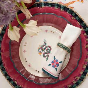 Anneau de serviette élégant en treillis vert tissé, boucle de serviette fine en fibre naturelle pour la salle à manger moderne - Product Image 2