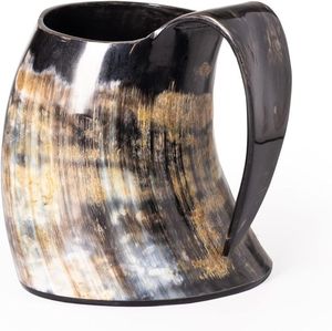 Tasse Viking en corne à boire avec finition polie et base en bois-Verres Viking écologiques faits à la main de haute qualité - Product Image 3