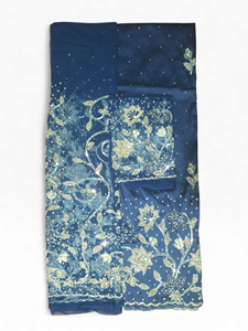Royal Blue Beaded George Fabric with Silver <b>Embroidery</b> Eco-Friendly Nigerian Wedding Party Wear Lace <b>Material</b> for Girls - Product Image 2