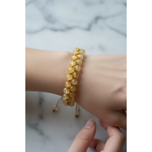 8mm <b>Citrine</b> Double Row Macrame Natural Stone <b>Bracelet</b> - Product Image 3