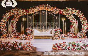 Fantaisie mariage scène métal bougie support mural étincelant métal bougie mur mariage décor tendance mariage événement métal arc décor - Product Image 2