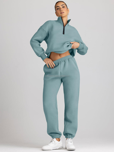 Fashion <b>Trendy</b> Women's Sets Customized Logo Tracksuit Jogger Casual Tracksuits Winter Crew Neck Breathable Tracksuits - Product Image 3
