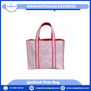 Newest Trending Direct Manufacturer Handmade <b>Tote</b> <b>Bag</b> Hand Block Printed Soft Cotton <b>Padded</b> Quilted <b>Tote</b> <b>Bag</b> for Sale - Product Image 2