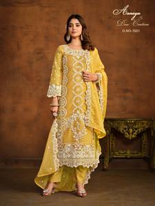 Traje Salwar de trabajo de secuencia de bordado de organza suave de último diseñador de Fab Zone - Product Image 5