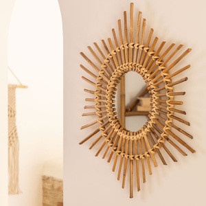 Espejo de Pared Decorativo de Ratán Ecológico, Estilo Art Deco, Hecho a Mano, de Alta Calidad, Personalizable, Decoración Diaria para el Hogar, Colgante - Product Image 2