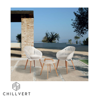 Set de Jardín de Madera y Resina Lacio Blanco 2 Sillas y una Mesa | Conjuntos de Jardín | Muebles de Diseño para Exterior Listos para Enviar desde España