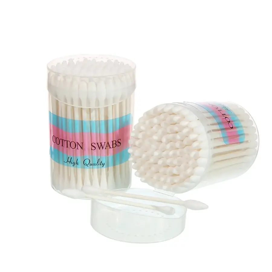 Hete Verkoop Make-Up Reiniging Gesteriliseerde Plastic Stok Dubbelzijdige Alcohol Wattenstaafjes Q-Tips Witte Stok Natuurlijke Wattenstaafje
