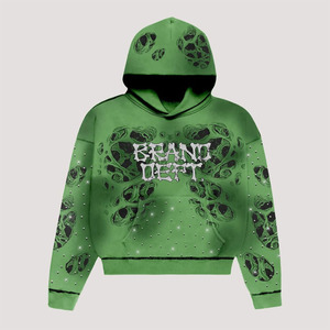 เสื้อฮู้ดแบบมีซิปของ500gsm โลโก้ออกแบบได้ตามต้องการสำหรับฤดูหนาวผ้าฝ้ายวินเทจ - Product Image 2