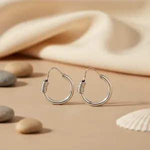 Boucles d'oreilles créoles tendance pour femmes en argent sterling 925 avec pierres naturelles (perle et opale) pour le quotidien et les mariages - Product Image 1