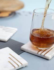 Trendy handi holder Elegant Classic White <b>Marble</b> <b>Coaster</b> Set Artistic round Drinkware with New Mat and Pad Holder Home Decor - Product Image 5