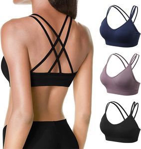 Sujetador deportivo Reversible con espalda cruzada para mujer, Sujetador deportivo con tiras acolchado, soporte medio para entrenamiento, Fitness, Yoga, disponible en talla mediana - Product Image 2
