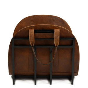 กระเป๋าโท้ทหนังไม้ฟืนแว็กซ์ที่ทนทานพร้อมที่จับหนังสำหรับเตาผิงและเตาไม้ - Product Image 2