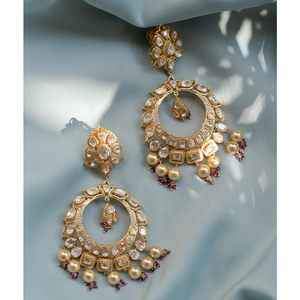 Pendientes de Aro de Plata de Ley Hechos a Mano de Alta Calidad, Chapados en Oro, con Piedras Naturales, Personalizables, Joyería de Fiesta para Mujer, Estilo Pakistaní - Product Image 5