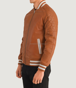Blouson universitaire homme style urbain à motif lettres côtelées personnalisé, en polyester/coton, col montant, pour l'hiver, service OEM, réduction - Product Image 3