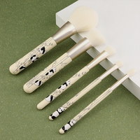 Ensemble de 14 pinceaux de maquillage à imprimé panda, poils de chèvre, manche en bois, logo personnalisé, vente en gros