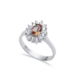 Fashionable Design Pear Cut Sultanite CZ Stone Cluster <b>Ring</b> 925 Sterling Silver <b>Ring</b> Wholesale Turkish Jewelry - Product Image 1