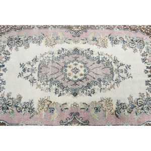 Vintage Turkish Area Rug 3,8x6,8 ft, <b>Brown</b> Pink Moroccan <b>Wool</b> Rug - Product Image 5