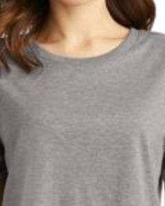 เสื้อยืดแขนสั้นแบบลำลองสำหรับผู้หญิงเสื้อยืดแขนสั้นมีลายทางแขนเสื้อสีเฮเทอร์สีเทาชุดใส่ในฤดูร้อนออกแบบโลโก้ได้ตามต้องการ - Product Image 5