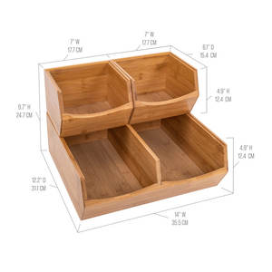 Juego de 3 contenedores de bambú apilables para almacenamiento de alimentos y contenedores - Product Image 5